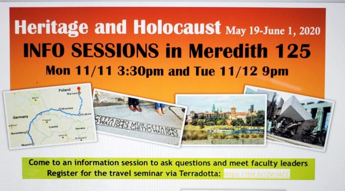 Information sessions for Heritage and Holocaust travel seminar